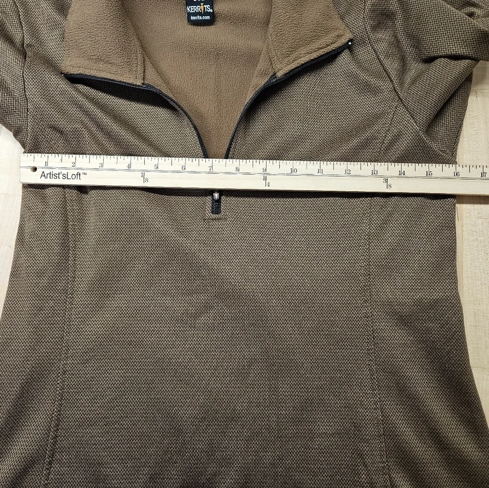 KERRITS Women’s Size Medium Equestrian 1/4 Zip Pullover Top Brown Riding Horse